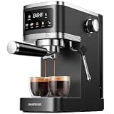 SHARDOR Espresso Machine 20 Bar, Professional Espresso Machine with Milk Frother and Touchscreen, Expresso Coffee Machines with Adjustable Temperature,for Cappuccino, Latte, Stainless Steel, Black