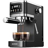 SHARDOR Espresso Machine 20 Bar, Professional Espresso Machine with Milk Frother and Touchscreen, Expresso Coffee Machines with Adjustable Temperature,for Cappuccino, Latte, Stainless Steel, Black