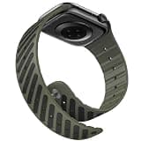 MoKo Magnetic Sport Silicone Band for Apple Watch Ultra 3/2/1, iWatch SE 3/2/1 & Series 11/10/9/8/7/6/5/4/3/2/1, Replacement Strap for 49/46/45/44/42mm, Smartwatch Bands for Men Women, ArmyGreen Black