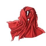 QHEVLXQI Women Cashmere Shawl Solid Long Tassel Edges Scarf(Red)
