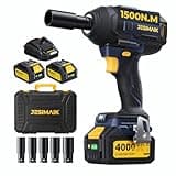 Cordless Impact Wrench, 1106ft-lbs(1500N.m) 1/2" Brushless Impact Gun, 2×4.0Ah Batteries, 4 Impact Modes, 5 Sockets, 21V High Torque Electric Impact Driver for Truck RV Car Heavy Construction
