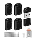 EASTBULL 2GB Small Flash Drives 5 Pack USB2.0 Mini USB Drive with a USB-C Adapter, FAT32 Mini Thumb Drive 2 GB 5 Packs for Data Storage (Black, 1 Adapter, 5 Lanyards)