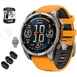 Garmin Fenix 8 47mm AMOLED Sapphire Multisport GPS Smartwatch, Titanium with Spark Orange Silicone Band, 010-02904-10 - Bundle w/Deco Essentials 2-Year CPS Plan