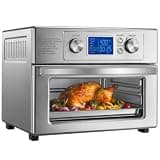 DUMOS Air Fryer Toaster Oven Combo, 23QT Toaster Ovens Countertop, 180–450°F Adjustable Temp, 60-Min Auto-Off Timer, 4-in-1 Air Fry, Toast, Broil & Bake, Stainless Steel, Accessories Included