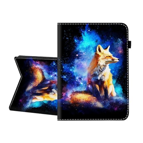 CICPLKSE Case for Samsung Galaxy Tab A 9.7 inch 2015 Model (SM-T550/T555C),Premium PU Leather Cover with Auto Sleep Wake,Cosmic Galaxy Fox