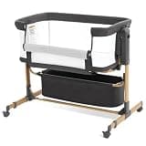 Baby Bassinet Bedside Sleeper,3-in-1 Rocking Bassinet for Baby with 6-Level Height Adjustable, 4 Wheels & Breathable Mesh Walls, Portable Bedside Crib with Mattress for Newborn
