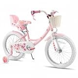JOYSTAR Unicorn 18 Inch Girls Bike for Ages 5-8 Years Old Kids Bike with Doll Bike Seat 18 in Princess Bicycle with Training Wheels Basket Streamer Children Bicycle Pink