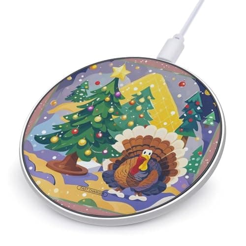 Christmas Turkey Wireless Charger 10W Fast Wireless Charging Pad Slim Portable Charging Station for Phone Lightweight Charger Mat for Travel Home Office Desk