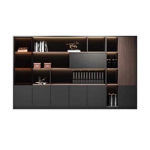 Modern Office File Cabinet with Large Storage Capacity, Wooden Storage Cabinet for Office Documents, Freestanding Filing Cabinet with Organized Compartments for Home & Business Use (A, L 280cm/110in)