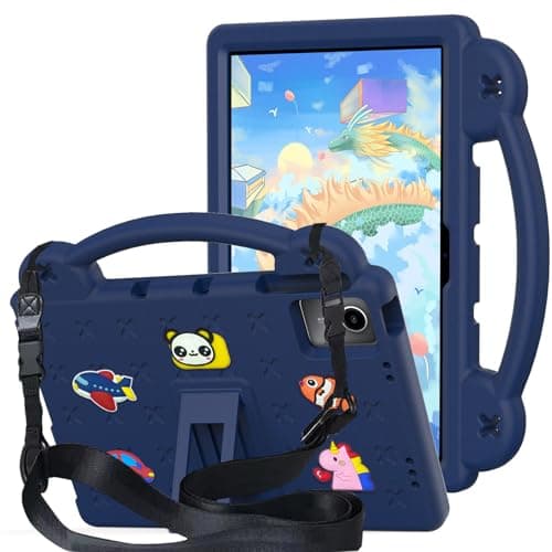 QYiiD Kids Case for Xiaomi Redmi Pad SE 11 inch, Kids EVA Protective Shockproof Cover with Stand Handle, Shoulder Strap, Handle Stand for Redmi Pad SE 11 2023, DrakBlue
