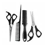MVNOIRE 4Pcs Salon Professional Barber Hairdressing Set Hair Cutting Scissors Comb Thinning Shears Flat Teeth Styling Tools