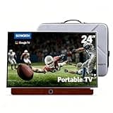 Skyworth 24-Inch Portable Smart TV with Protective Case, Battery Powered Outdoor TV, 1080P FHD, Google TV, HDR10, Dolby Audio, Chromecast, Ideal for Soccer, Sports, Football Game Day Bundle