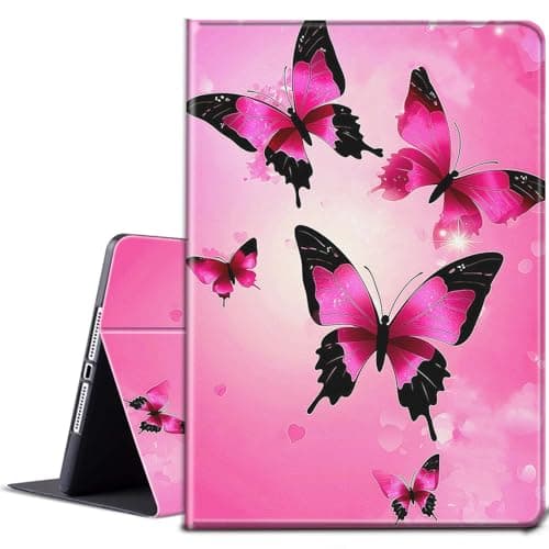 for Fire HD 8 Tablet Case 8th/7th/6th Generation 2018/2017/2016 Release with Adjustable Stand & Auto Wake/Sleep Smart Protect PU Leather Cover Tablet Case - Pink Butterflies