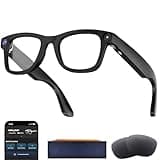 AI Smart Glasses with Camera, 8MP HD Camera Glasses for Men,Women, AI Recording Glasses with Voice Assistant,Open-Ear Audio,Real-Time Translation,Video Recording Sunglasses for Life & Work (Black)
