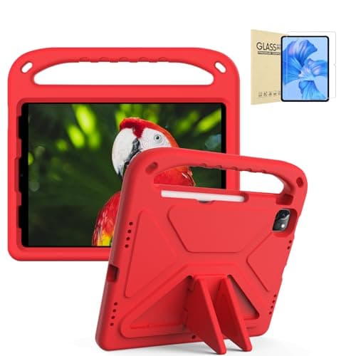 Tyasnz Kids King Kong Full Armor EVA Case for Samsung Galaxy Tab A 10.1 2019 SM-T510/T515 Lightweight,Shockproof,Rugged,Heavy Duty Support Case with 2 Tempered Glasses (Red+Tempered Glasses)