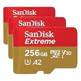 SANDISK 256GB Extreme microSDXC UHS-I Memory Card with Adapter - C10, U3, V30, 4K, 5K, A2, Micro SD Card - SDSQXAV-256G-GN6MA (Pack of 3)