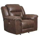 Signature Design by Ashley Stoneland Faux Leather Power Rocker Recliner, Dark Brown