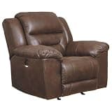 Signature Design by Ashley Stoneland Faux Leather Power Rocker Recliner, Dark Brown
