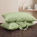 GliCraft 2 Pack 100% Cotton 20"x 36" Sage Green Canvas Travel Pillow Storage Bag with Handles for Home Travel Beddings Comforters Blankets Saree Linens Organizer Thick Soft Breathable Closet Bags