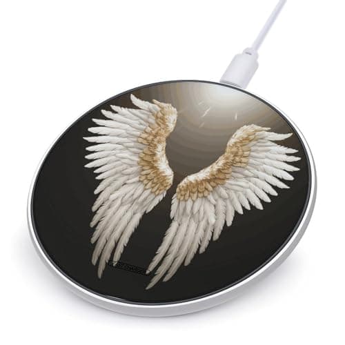 Angel Wing Wireless Charger Portable Fast Charging Pad Lightweight Wireless Charging Pad 10W Slim Charging Station for Phone Charger Mat for Travel Home Office Desk