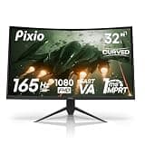 Pixio PXC325 32 inch 165Hz Refresh Rate FHD 1080p Resolution 1500R Curved VA Panel 1ms MPRT Response Time Adaptive Sync HDR Tilting Stand Gaming Monitor