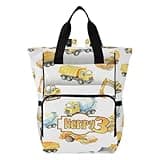 Construction Vehicles Personalized Diaper Bag Backpack with Custom Name – Customizable Baby Travel Bag for Moms, Casual Backpack Gift for Newborns