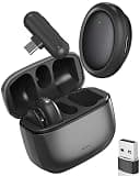 NOTEVOX Wireless Microphone for iPhone 17-48kHz/24bit Studio Sound AI Noise Filter USB-C Lavalier Mic with Charging Case Bluetooth Mini Microphone for Content Creators