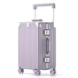 ROPLUS Aluminium Frame Checked-Luggage with Smooth Jelly Wheels, Hardside Zipperless Rolling Suitcase with TSA Lock (Purple, 21-Inch)