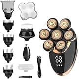 Electric Head Shaver for Men, 7-Shaving Head Bald Head Shaver, 5-in-1 Grooming Kit with 360 Degree Floating Heads, LED Digital Display, Includes Trimmer and Cleansing Brush, 7 Accessories