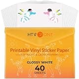 HTVRONT Printable Vinyl for Inkjet Printer & Laser Printer - 40 Pcs Glossy White Waterproof Printable Vinyl Sticker Paper, 8.5"x11"