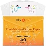 HTVRONT Printable Vinyl for Inkjet Printer & Laser Printer - 40 Pcs Glossy White Waterproof Printable Vinyl Sticker Paper, 8.5"x11"