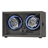 ALTIUS Watch Winder for Automatic Watches,Double Automatic Watch Winder Box with Active Quiet Motor,Blue Light Smart Dual Rotation Modes Individual Control,Gift for Men and Women-B (Grey)