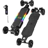 isinwheel Off-Road Electric Skateboard for Adults with Remote, 3000W Powerful Belt-Drive Motor, 32 MPH Top Speed & 28 Miles Range, IP54 Water-Resistant All Terrain Electric Longboard, Ambient Light