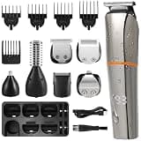 Cabilock 6-in-1 Electric Clipper Beard Hair Trimmer Grooming Kit for Men with LCD Display and Waterproof Design, Rechargeable 1000mah Battery Cordless Nose Hair Trimmer for Home Use