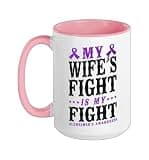 Alzheimer's Dementia Awareness Support Wife Vintage My Ceramic Mug, Pink/White, 15oz