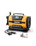 AstroAI Tire Inflator Portable Air Compressor, 150PSI 12V DC/110V AC Air Pump with Dual Metal Motors & LED Light, Two Modes for Car Tires, Bikes, Air Mattresses & Home Use, Compact Design, Yellow
