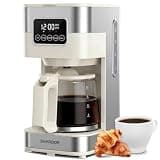 SHARDOR 10-Cup Programmable Coffee Maker, Regular & Strong Brew Drip Coffee Machine for Home and Office, Auto Shut Off, Permanent Filter (Beige)