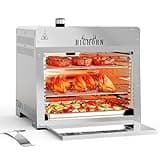 BIG HORN OUTDOORS 1500°F Small Infrared Propane Gas Grill – Portable Steak Broiler & Sear Station, Outdoor Salamander BBQ with Pizza Stone, Stainless Steel