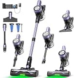 Cordless Vacuum Cleaner, 55KPa/500W Stick Vacuum with 55 Mins Runtime, Self-Standing Vacuum Cleaner for Home, LED Display, Anti-Tangle Brush, Rechargeable Vacuum for Hardwood Floor, Pet Hair (Purple)