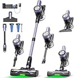Cordless Vacuum Cleaner, 55KPa/500W Stick Vacuum with 55 Mins Runtime, Self-Standing Vacuum Cleaner for Home, LED Display, Anti-Tangle Brush, Rechargeable Vacuum for Hardwood Floor, Pet Hair (Purple)