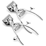 2 PCS Manual Hair Clipper, Stainless Steel Blade and Silver Alloy Handle, Hand Powered Barber Trimmer for Beard, Sideburns, Home, Camping