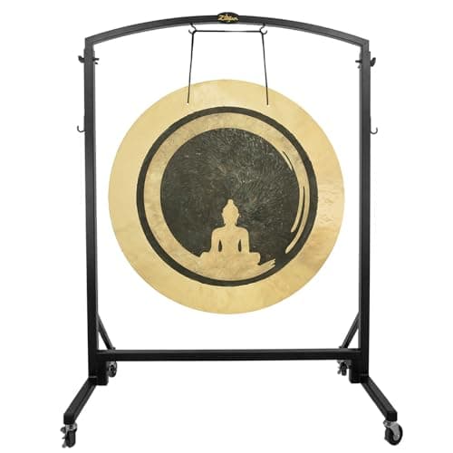 38" Buddha Wave Gongs on Stands Includes Gong, Mallet, & Stand/Engraved Buddha Wave/Sleek & Stylish Stands/For Sound Healing, Meditation, & Yoga