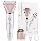 Electric Razors for Women - Painless 2-in-1 Shaver for Women Hair Remover for Face, Legs and Underarm Wet & Dry, Portable Bikini Trimmer, Lady Hair Removal with 2 Trimmer Heads- Micro USB Recharge