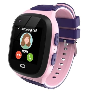 AIWIEP 4G Kids Smart Watch with GPS Tracker Location Video Call Cell Phone SOS Calling Voice Chat Touch Screen Camera Alarm Clock Gifts for Age 5-12 Kids (Pink)