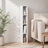 Furevol 4-Tier Bookcase, 6-in Width Storage Shelf Bookshelf, Narrow Book Shelf, 9.3 x 5.9 x 41.6, for Bedroom, Living Room, Home Office, White