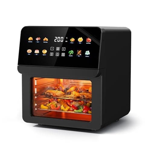 Ludatido 2026 Upgraded 12QT Air Fryer Oven, 8-in-1 Toaster Oven Combo, 8 Presets, Family Size Countertop Oven, 2 Baking Racks & Gloves, Roast Bake Air Fry, Easy to Clean