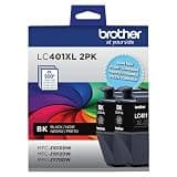 Brother Genuine LC401XL 2PK High Yield 2-Pack Black Ink Cartridges
