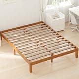 OLIXIS Heavy Duty Platform Bedframe, 700 LBS Capacity, No Box Spring Needed, Easy Assembly, Wooden Slats, Underbed Storage, Bed Frame, Honey Finish, 14 in Full Size