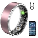 Smart Ring Fitness Tracker Ring for Women & Men, Sleep/Step/Blood Oxygen/Heart Rate Monitor, Long-Lasting Battery Sleep Ring, No Subscription Fee, Compatible with Android & iPhone (Matte Pink, #11)