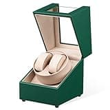 Mcbazel Watch Winder for Automatic Watches, Double Automatic Watch Winder Box, Automatic Watch Display Storage Rotation Wristwatch Box with 2 Slots (Green PU Leather)
